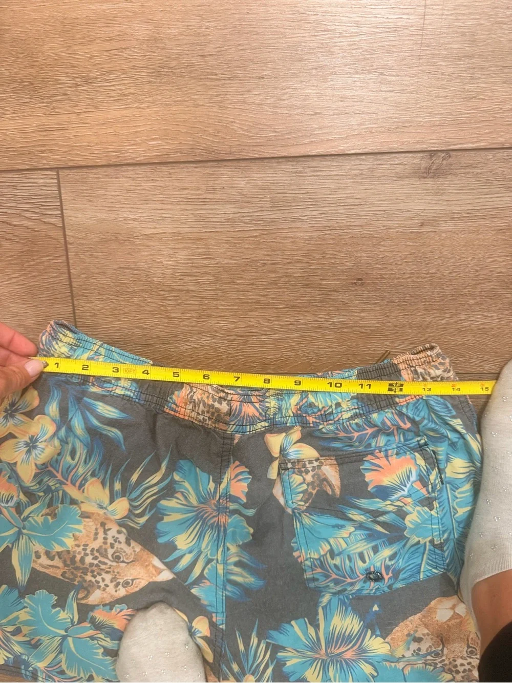 Ezekiel Tropical Floral Swim Trunks - Teal, Orange & Gray 0540
